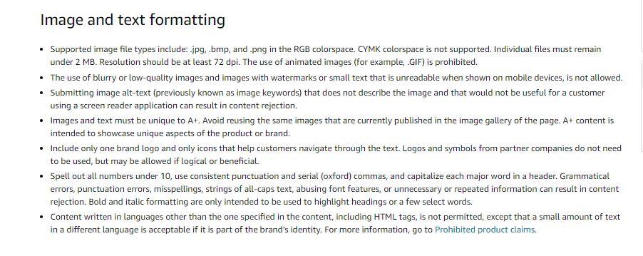 Amazon A+content guidelines 