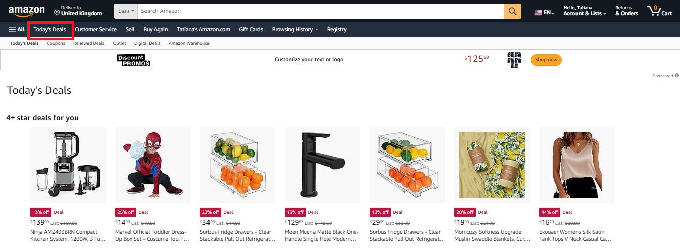 Finding Lightning Deals on Amazon website. Step 2