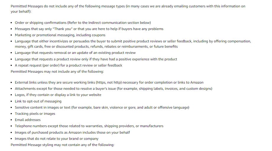 Amazon messaging policy