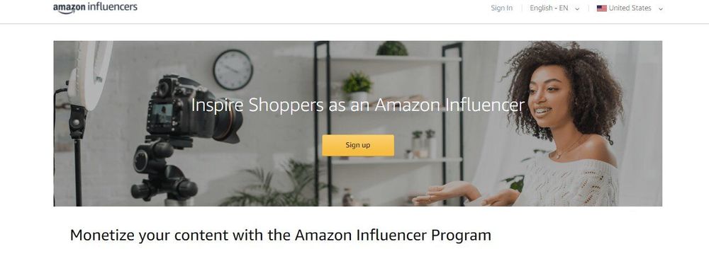 Amazon Influencer Program page