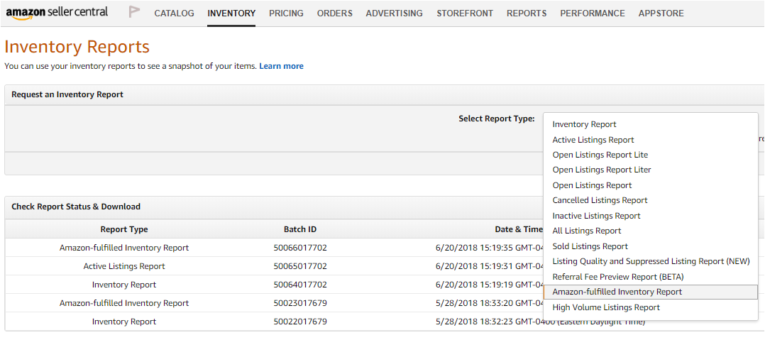 Amazon Inventory Reports